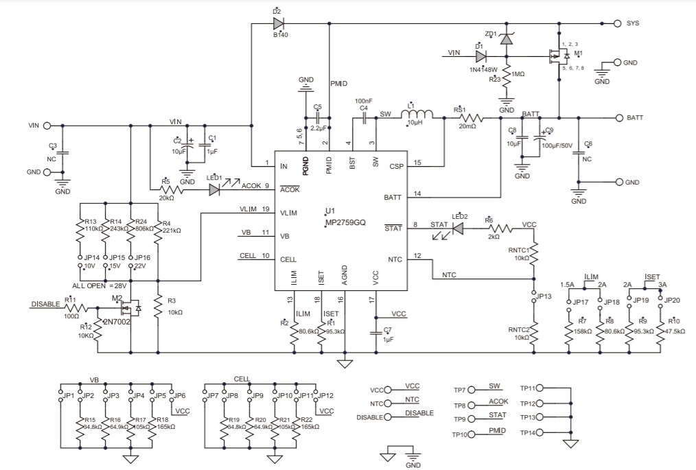 Schematic - Monolithic Power Systems (MPS) EV2759-Q-01A Evaluation Board